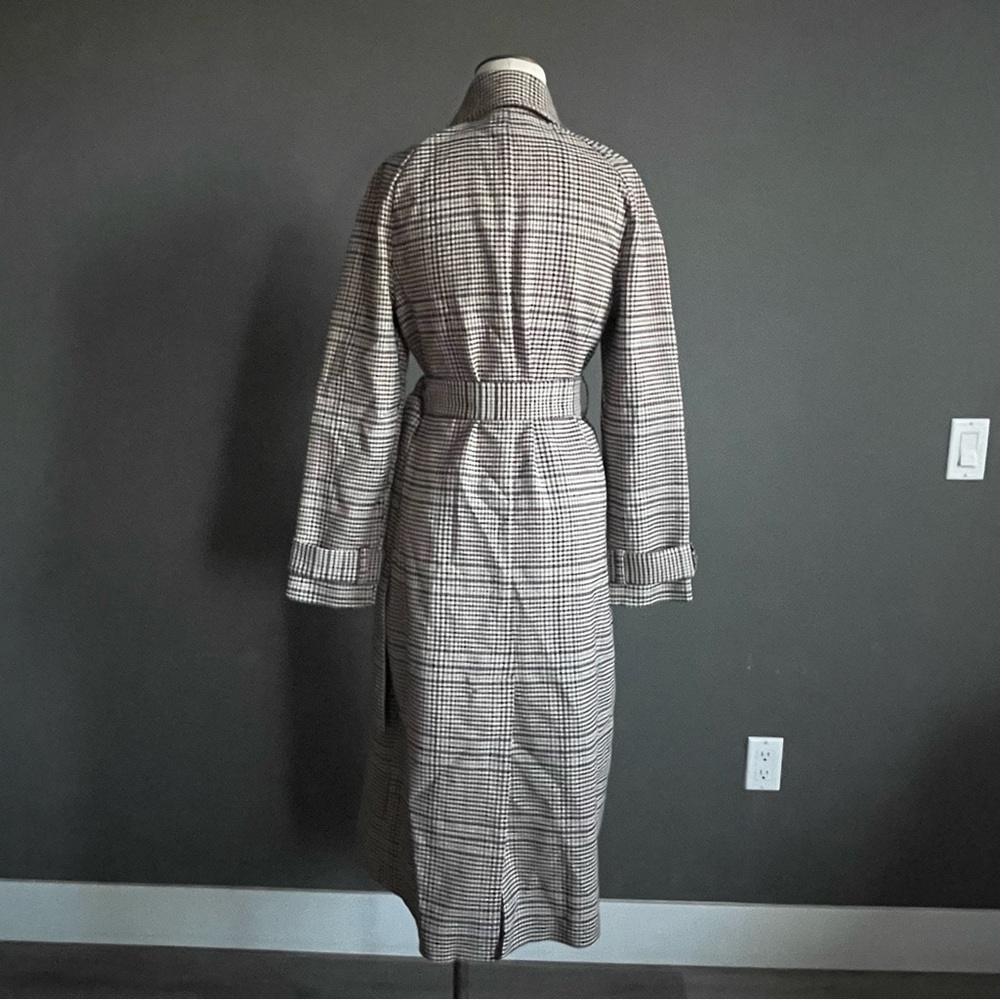 ASOS Houndstooth Check Trench Dress Belted Midi Long Sleeve US 4 - Picture 7 of 11